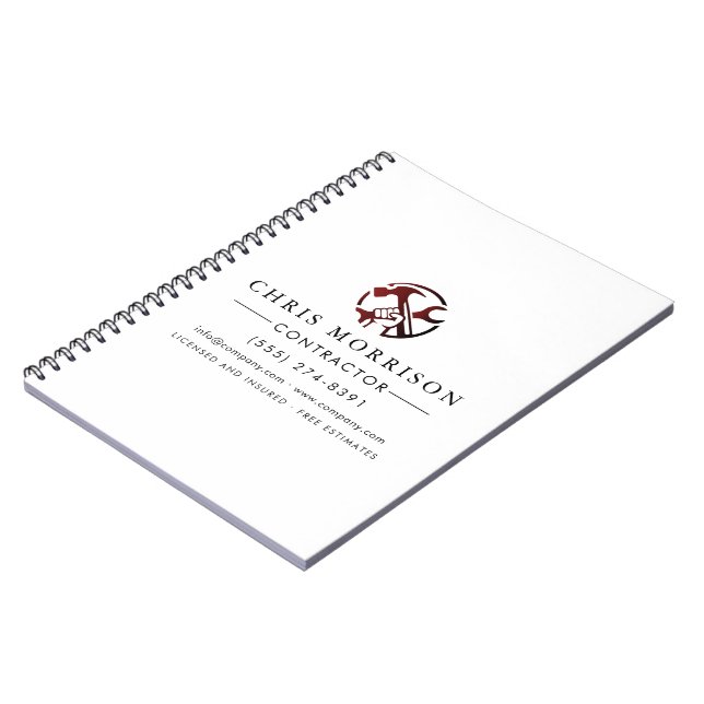 Caderno Espiral Construction Business Marketing Logo (Left Side)