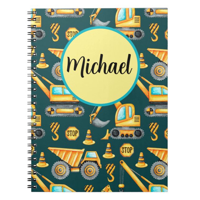 Caderno Espiral Construction Trucks Spiral Notebook, Michael  (Frente)