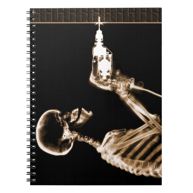 Caderno Espiral Construtor de esqueleto Sepia X-Ray (Frente)