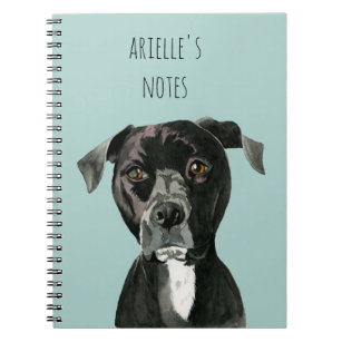 Caderno Espiral "Contemplando" a pintura do cão do pitbull