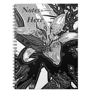 Caderno Espiral contemporâneo de abstrato preto e branco