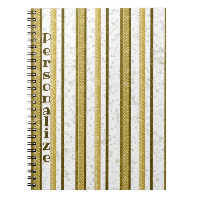 Caderno Espiral Contemporâneo Dourado Marrom Listras Único Persona (Frente)