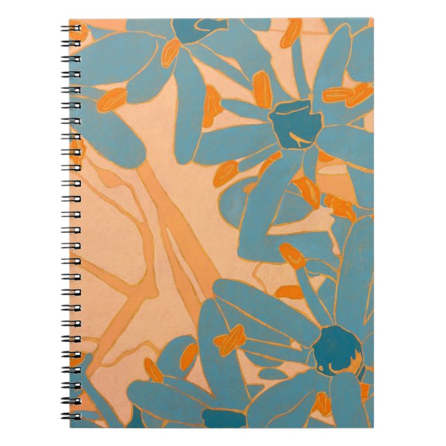 Caderno Espiral Contemporary Leaf Design in Peach (Frente)