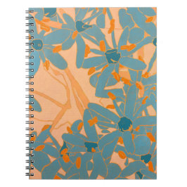 Caderno Espiral Contemporary Leaf Design Peach