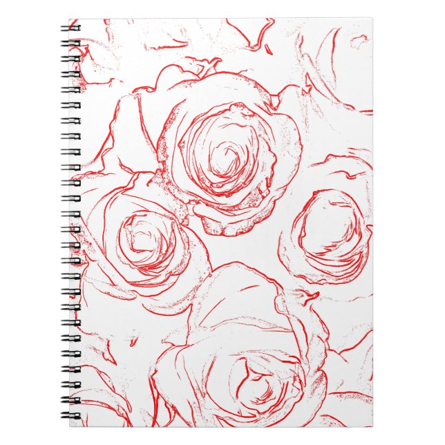 Caderno Espiral Contornos de Rosas Vermelhas (Frente)