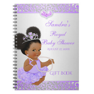 Caderno Espiral Convidado da Princesa Lilac Silver afro-americana