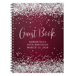 Caderno Espiral Convidado de Aniversário de 40 anos Burgundy com B