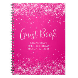 Caderno Espiral Convidado de Aniversário de 40 anos Glittery Hot P