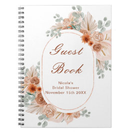 Caderno Espiral Convidado do Chá de Noiva Boho Terracota Grama das
