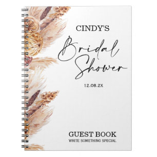 Caderno Espiral Convidado do Chá de panela Boho Pampas Grass