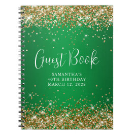 Caderno Espiral Convidado do Ombre Verde Dourado Glitter