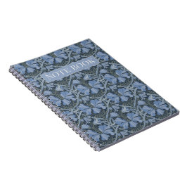 Caderno Espiral Convite com padrão floral em aquarela azul elegant
