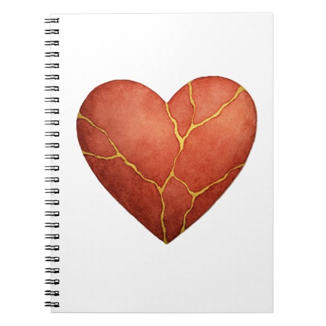 Caderno Espiral convite de coração Kintsugi (Frente)