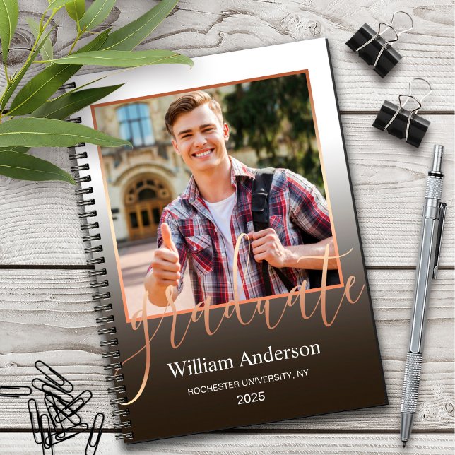 Caderno Espiral Convite de festas de fotos da Universidade do form (Criador carregado)