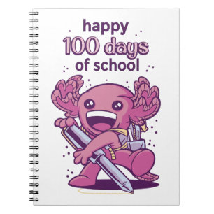 Caderno Espiral convite para 100 dias de escola