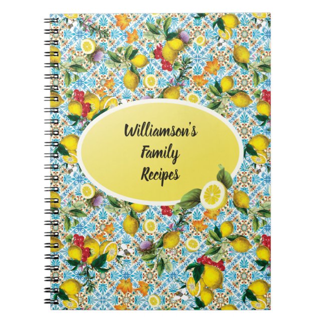 Caderno Espiral Cookbook de receitas familiares personalizadas (Frente)