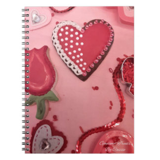 Caderno Espiral Cookies de açúcar de coração e Rosas