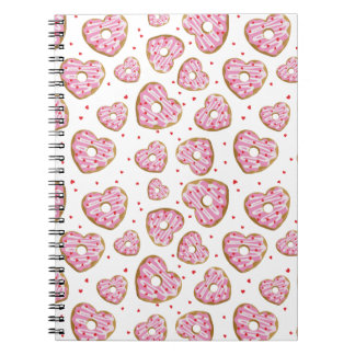 Caderno Espiral Cookies de Coração Rosa Bonitos
