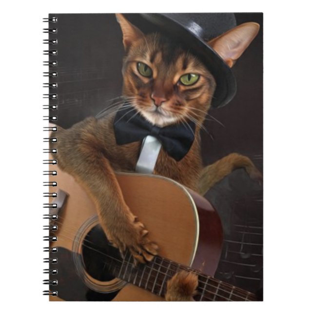 Caderno Espiral Cool Cat Guitarist – Minimal Elegant Design (Frente)