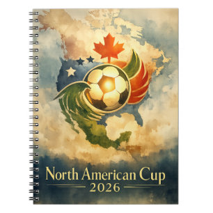 Caderno Espiral Copa do Mundo de Arte de Parede EUA MX CA Arte Fin