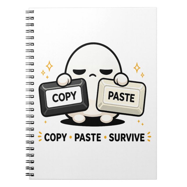 Caderno Espiral Copiar Colar Sobreviver - Engraçado Tecnologia Cod (Frente)