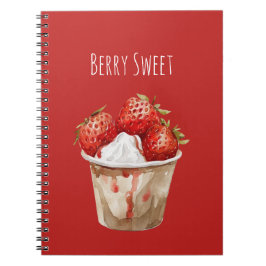 Caderno Espiral Copo de Morangos Doces de Frutas Vermelhas
