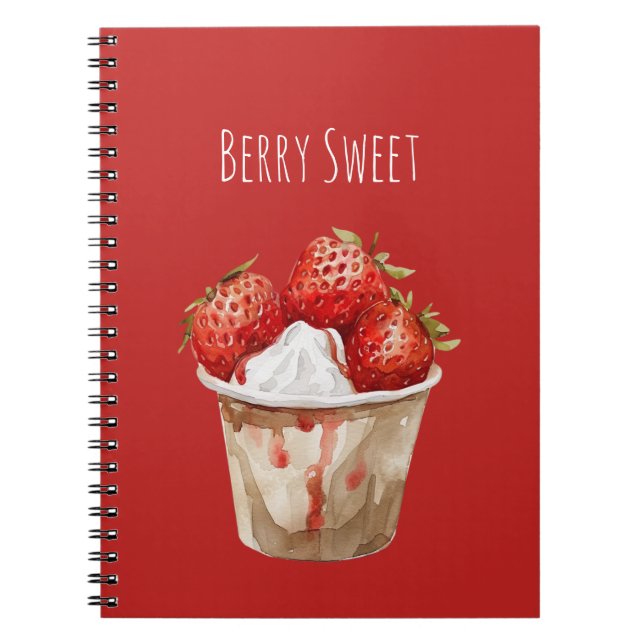 Caderno Espiral Copo de Morangos Doces de Frutas Vermelhas (Frente)