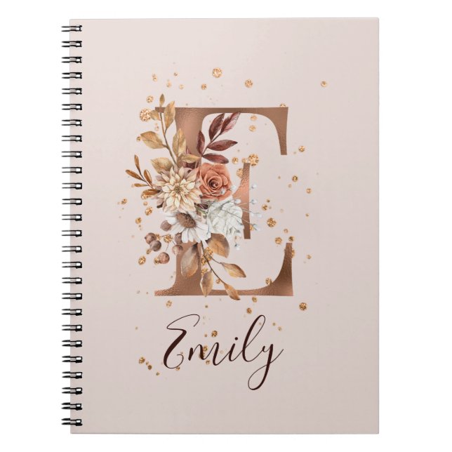 Caderno Espiral Copper Autumn Floral E Flowers (Frente)