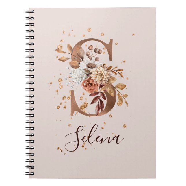 Caderno Espiral Copper Autumn Floral S Flowers (Frente)