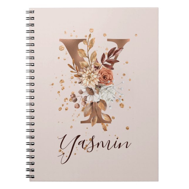 Caderno Espiral Copper Autumn Floral Y Flowers (Frente)