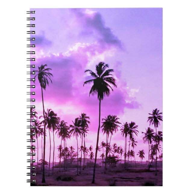 Caderno Espiral coqueiral ao entardecer (Frente)