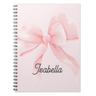 Caderno Espiral Coquete Personalizado Laço Rosa Menina