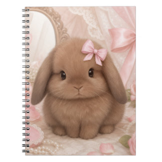 Caderno Espiral coquette coelho laço rosa