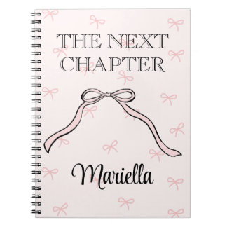 Caderno Espiral Coquette Graduate Personalized Pink Bow Diary
