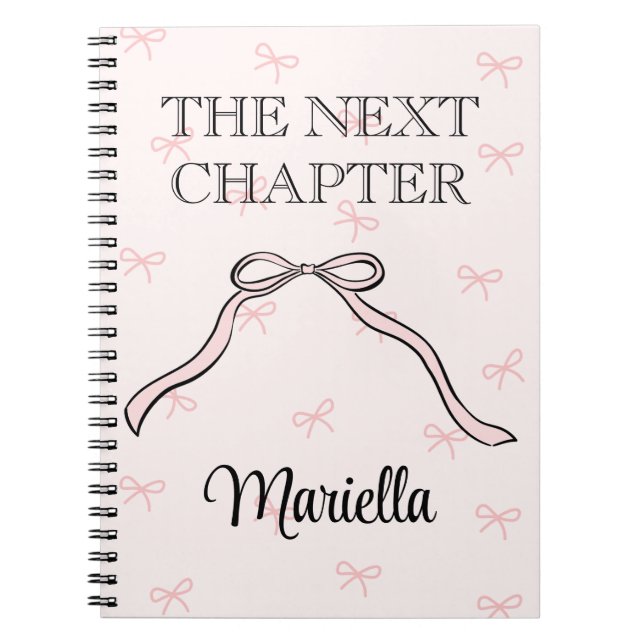Caderno Espiral Coquette Graduate Personalized Pink Bow Diary (Frente)