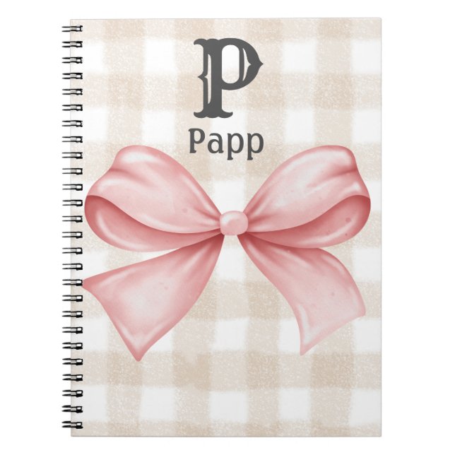 Caderno Espiral Coquette Pastel, rosa e bege, personalizado (Frente)
