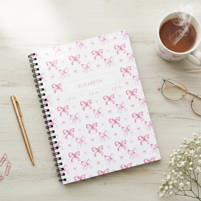 Caderno Espiral Coquette Pink Bow Preppy Girly Aesthetic (Criador carregado)