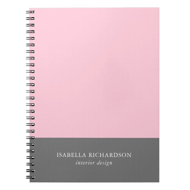 Caderno Espiral Cor Bloco Cor Rosa E Cinza Legítima (Frente)