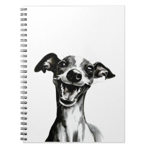 Caderno Espiral Cor branca e preto   Greyhound italiano