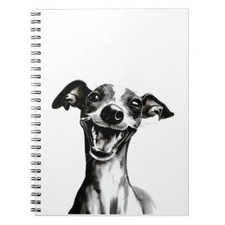 Caderno Espiral Cor branca e preto | Greyhound italiano