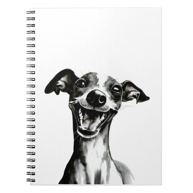 Caderno Espiral Cor branca e preto | Greyhound italiano (Frente)