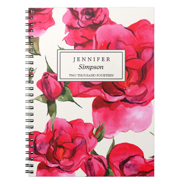 Caderno Espiral COR DA ÁGUA FLORAL bonito | NOTEBOOK (Frente)