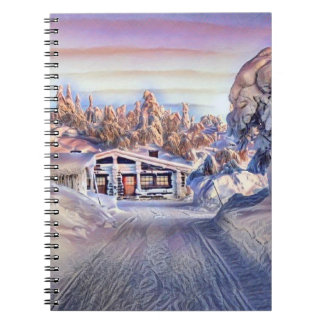 Caderno Espiral Cor da água moderna das árvores neves coloridas