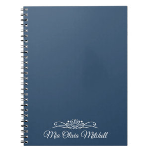 Caderno Espiral Cor da Tendência - Notebook com Nome Azul Grave