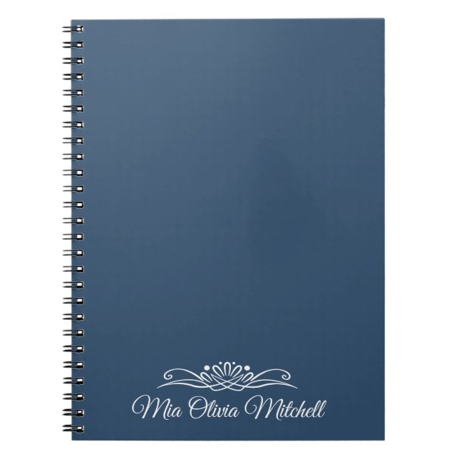 Caderno Espiral Cor da Tendência - Notebook com Nome Azul Grave (Frente)