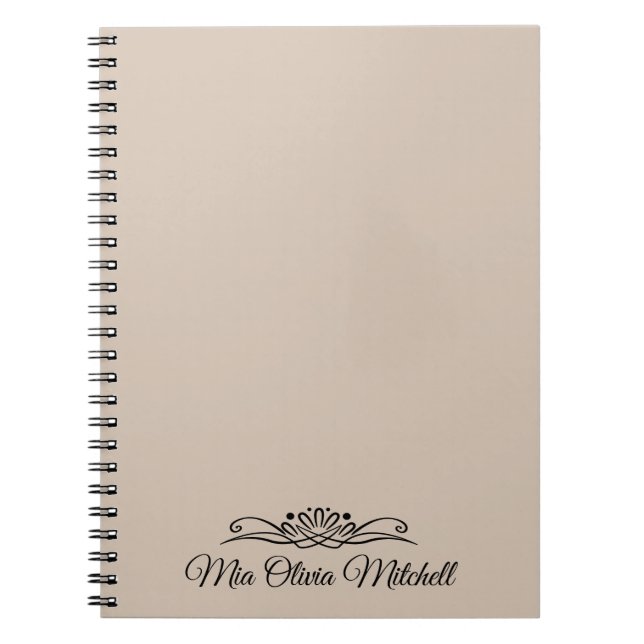 Caderno Espiral Cor da Tendência - Notebook de Nome de Taupe Suave (Frente)
