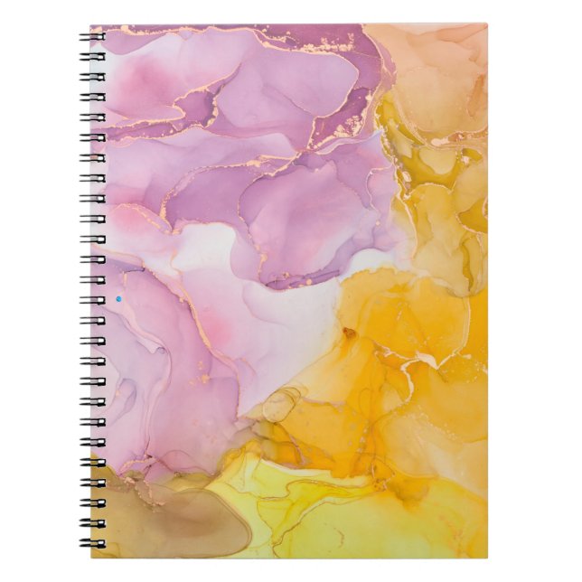 Caderno Espiral Cor da tinta do álcool translúcida. Fluid Art. Mod (Frente)
