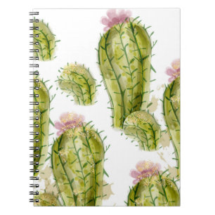 Caderno Espiral Cor d'água do padrão Cactus