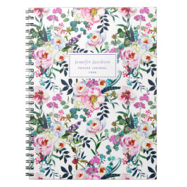 Caderno Espiral Cor d'água rosa púrpura Nome Floral Título Prayer
