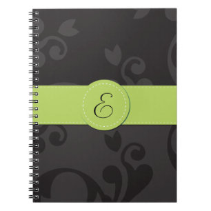 Caderno Espiral Cor damasco, Cinza, monograma